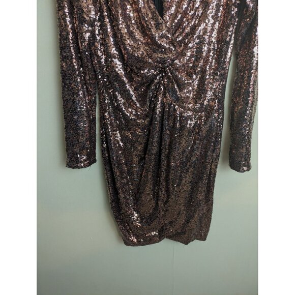 NWT Fashion Nova plus size 2x bronze sequin long sleeve sexy mini dress - Picture 5 of 13